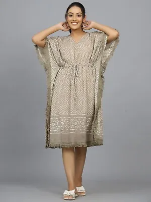 Lightweight Cotton Kaftan Comfortable Clothing For Women Block Print Night Gown • $42.89