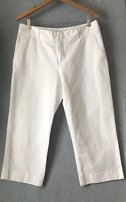 Merona Womens Size 12 Pants Linen Blend White Cropped Resort Vacation • $8