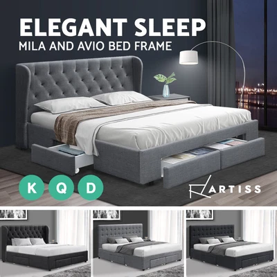 $460.95 • Buy Artiss Bed Frame Queen Double King Size Base With Storage Drawers