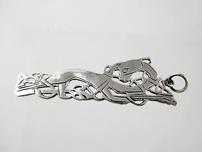Vintage Celtic Sterling Silver Dragon Or Beast Design Pendant 4.5g 2.25 Inch • $54