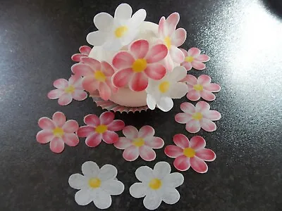 16 PRECUT Edible Pink Flowers Wafer/rice Paper Cake/cupcake Toppers • £2.85