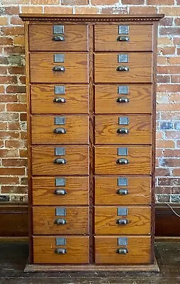Antique Apothecary Cabinet 16 Drawer Oak Industrial Hardware Store File Cupboard • $1700