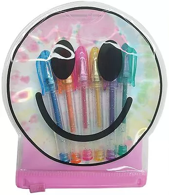 Tie Dye Smiley Face Mini Gel Pen Set In Shaped Zipper Case • $15.26