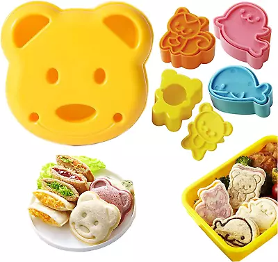 Sandwich Cutter 5 PCS Sandwich Cutter And Sealer For Kids Mini Cartoon Bear Sq • $13.76