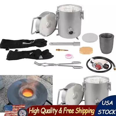 28LB/12.8KG Gas Propane Metal Melting Furnace Kit Smelting Copper Scrap Crucible • $269.58