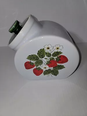 Vintage McCoy Pottery Strawberry Country Tilted Cookie Jar Canister With Lid  • $35