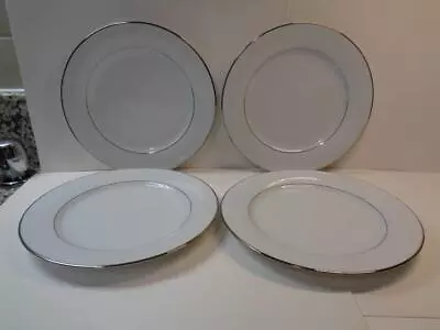 Lot 4 Noritake China ENVOY 6365 8.25  Salad Lunch Plates Platinum Accents Japan • $33.98