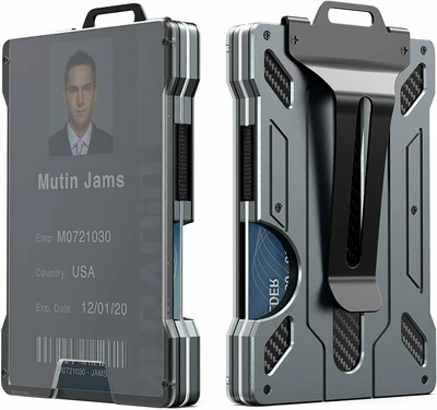 $30.47 • Buy Men's Aluminum Alloy Slim RFID Blocker Card Holder Credit Card Metal Wallet