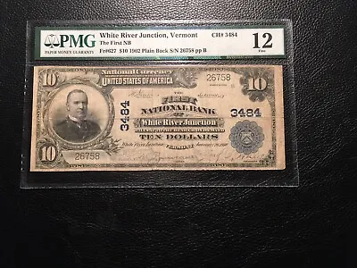 National Bank Note White River Junction Vermont PMG 12 Fine Details See Des. • $600