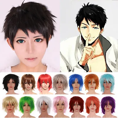 Men Boys Short Curly Wigs Fashion Cosplay Costume Anime Full Head Party Wig Hair • $14.33