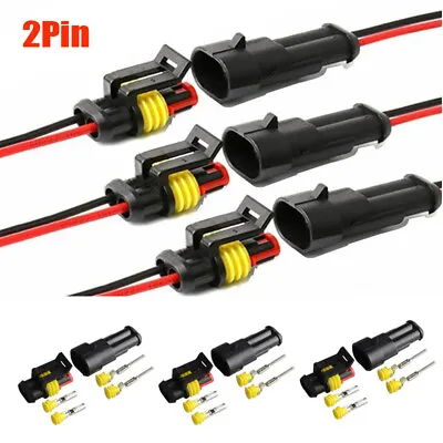 10 Kit 12V 2Pin Cable Wire Connector Plug Waterproof Sealed For Electrical Car • £4.74