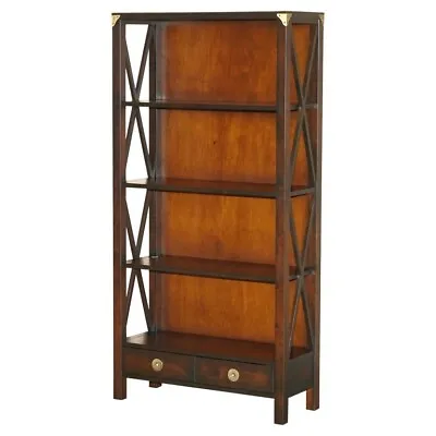 1 Of 2 Laura Ashley Hardwood And Brass Military Campaign Bookcases With Drawers • £1350