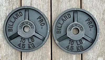 Vintage Billard Pro Barbell 10lb Standard Weights Cast Iron USA Pair 20lb Total • $49.95