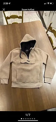 Hollister Mens Light Brown Sherpa Hoodie Size XS • $18