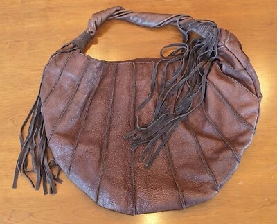 £69.54 • Buy Lucky Brand Leather Fringe Hobo Bag Canteena Purse Hippie Festival Bohemian Boho