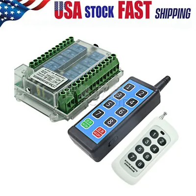 8 Channel Wireless RF Remote Control Switch Relay Module DC8-86V / AC110-275V US • $10.15