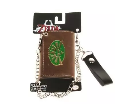 Nintendo Legend Of Zelda Triforce Green Badge Mens Wallet With Chain • $29.99