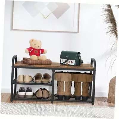  Entryway Bench 3 Tier Shoe Rack For Entryway Shoe Storage Bench Brown • $58.72