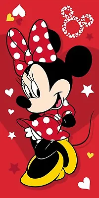 Disney Minnie Mouse Bath Beach Towel 140 X 70 Cm 100% COTTON Love Hearts • £18.29