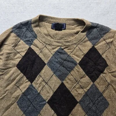 Dockers Brown Argyle Print Sweater Long Sleeve Adult Men's Size XL Extra Large • $7