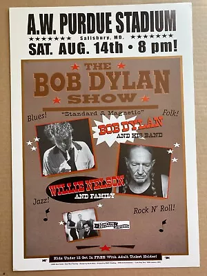 $77.77 • Buy BOB DYLAN WILLIE NELSON ORIGINAL CONCERT POSTER Aug 14 2004 Salisbury MD