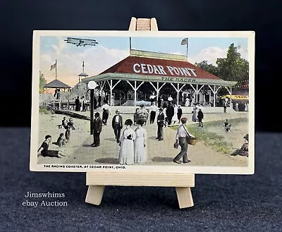 Cedar Point OH - The Racing Roller Coaster - Ohio Postcard • $12