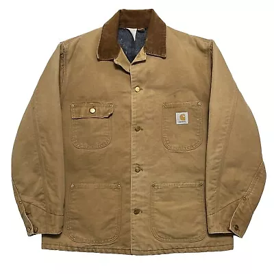 Vintage Carhartt Blanket Lined Chore Jacket Mens 48 XL Brown Corduroy Collar USA • $129.95