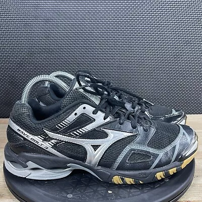 Mizuno Womens Size 9 Wave Bolt 3 Volleyball Shoes Black Low Top Lace Up Sneakers • $10