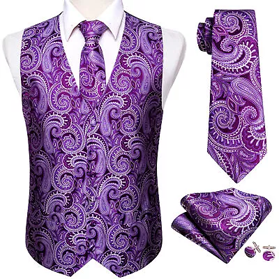 Fashion Designer Silk Mens Waistcoats Gold Yellow Black Vest Bowtie Necktie Set • $24.99