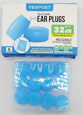 New! 6 Pairs Soft Moldable Reusable Silicone  Noise Cancelling Ear Plugs (B27) • $9.99