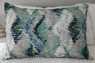 Handmade Warwick Abstract Shades Of Blue And Green Cushion Cover 60x40   • $30