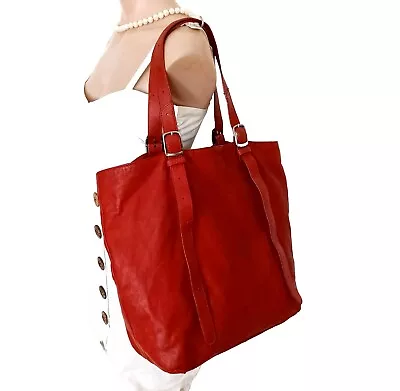 Country Road Red Soft Genuine Leather Large Tote Bag • $79