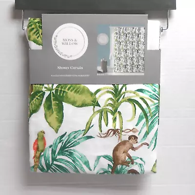 Moss & Willow Tropical Jungle Theme Fabric Shower Curtain 72  X 72  • $33.89