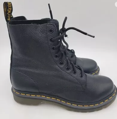 Doc Martens Women's Air Wair Black Pascal 8 Eye Lace Up Boots AW004 US 8 • $79