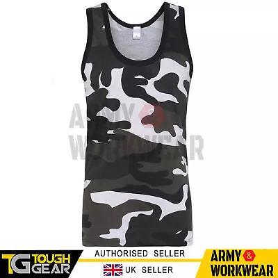 Mens Camouflage Military Army Print Combat Gym Training Sports Muscle Vest Adult • £7.99