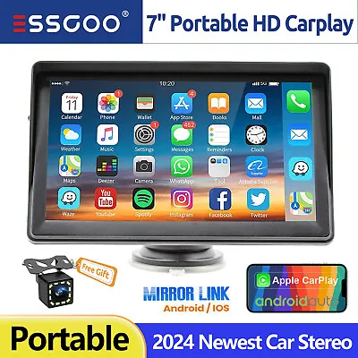 7  Portable Apple CarPlay Android Auto Car Stereo Radio Touch Screen USB +Camera • £47.95