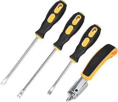 4 PCS Upholstery Staple Remover And Tack Lifter Tool Set With Rubber Handles • £11.81