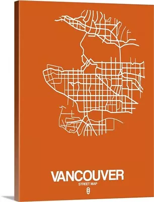 Vancouver Street Map Orange Canvas Wall Art Print Map Home Decor • $49.99