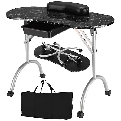 Nails Art Table Set Manicure Tech Desk Portable Nail Table Station W/Hand Pillow • £59.95