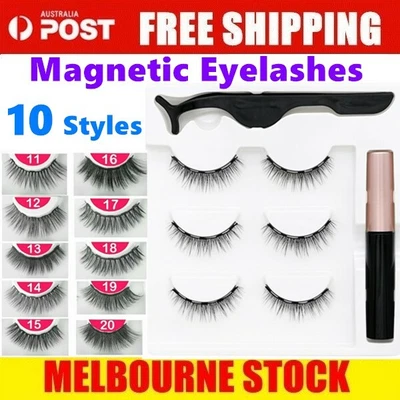$7.99 • Buy Magnetic False Eyelashes Natural Eye Lashes Extension Liquid Eyeliner Tweezer