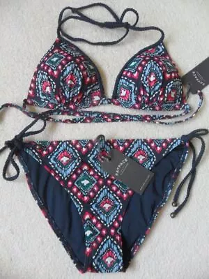 Fat Face Ethnic 1 Size Bigger Push Up Halter Side Tie Bikini Sizes 6 10-12 12 • £32.99