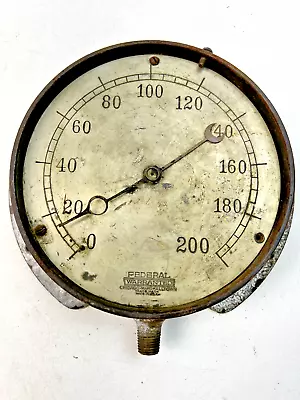 Vintage Federal Warranted Chicago-Marshalltown 200psi Steam Pressure Gauge • $79.99