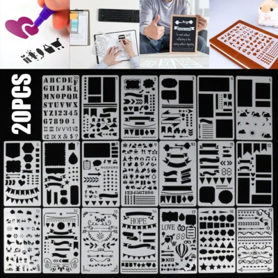 $10.89 • Buy 20Pcs Bullet Journal Stencils Plastic Planner Stencils Drawing Templates Kit D