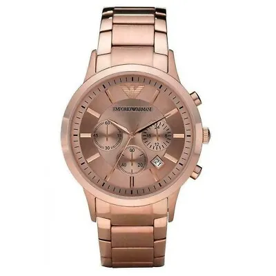 Emporio Armani Ar2452 Rose Gold Stainless Steel Mens Chronograph Watch - New - • £69.99