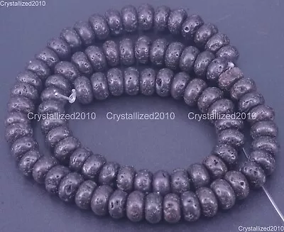 Natural Gemstone Volcanic Lava Rock Rondelle Spacer Loose Beads 4mm 6mm 8mm 16  • £4.37