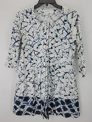 Thankoon For Target Dress Womens Medium Blue White Artsy Smock A-Line Boho • $19.28