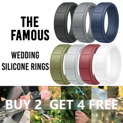 Medical Grade Silicone Wedding Ring Men's Flex Fit Sport Rubber Band 8-13# Size • $2.99