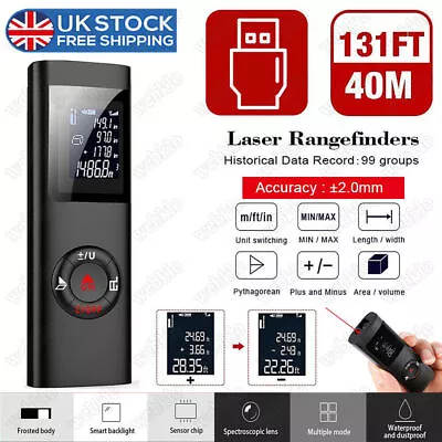 40M  Digital Laser Distance Meter Range Finder Measure Tool USB  Rechargeable • £22.99