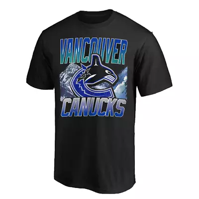 VANCOUVER CANUCKS RETRO Logo Team Hockey Graphic T-Shirt Black Gift Fans • $19.99