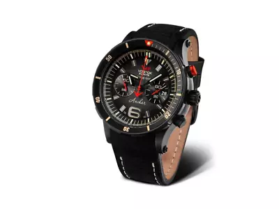 Vostok Europe Anchar Quartz Watch Black 48.7 Mm Tritium Chrono 6S21-510C582 • $755